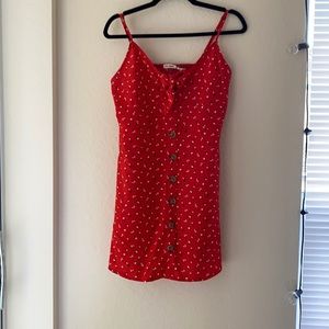 Red dress with white flowers